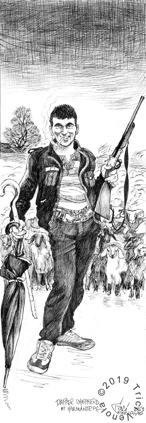 Drawing of a shepherd in an Eastern Turkish village